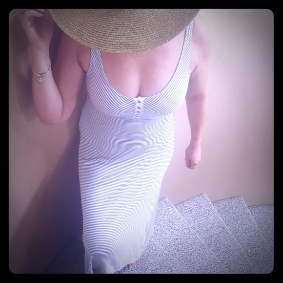 Gray&White Striped Summer Dress - Picture 1 of 3